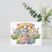 Carte d'invitation graphique Lapin de Pâques (Debout devant)
