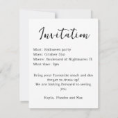 Carte d'invitation Halloween (Dos)