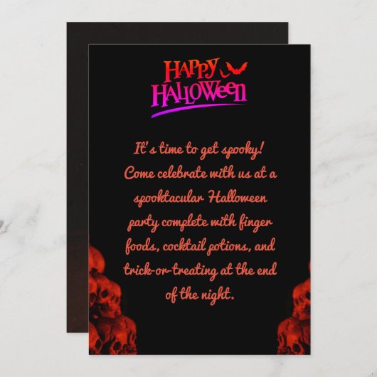 Carte d'invitation Halloween (Devant / Derrière)