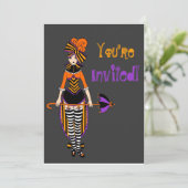 Carte d'invitation Halloween au cirque victorien f (Debout devant)