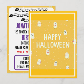 Carte d'invitation Halloween avec des fantômes mig