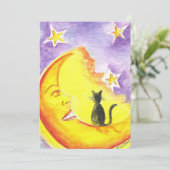 Carte d'invitation Halloween Chat et Lune par Liz  (Debout devant)