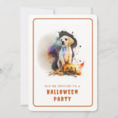 Carte d'invitation Halloween Chiot Aquarelle (Devant)