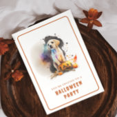 Carte d'invitation Halloween Chiot Aquarelle