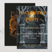 Carte d'invitation Halloween de porte hantée modif (Devant / Derrière)