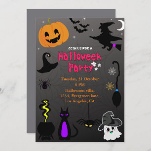 Carte d'invitation Halloween enchantée