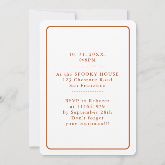 Carte d'invitation Halloween Fox Watercolor (Dos)