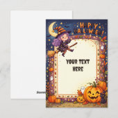 Carte d'invitation Halloween mignonne 2026 #9 (Devant / Derrière)