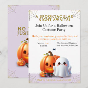 Carte d'invitation Halloween mignonne, enfants mig