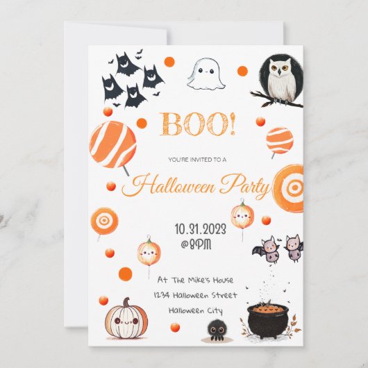Carte d'invitation Halloween modifiable (Devant)
