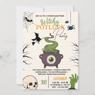 Carte d'invitation Halloween Potluck Party