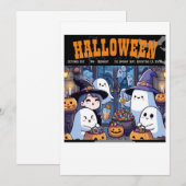 Carte d'invitation Halloween, style de fête famili (Devant / Derrière)