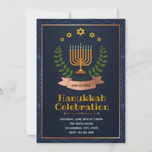 Carte d'invitation Hanukkah joyeuse (Devant)