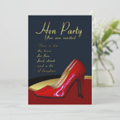 Carte d'invitation Hen Party - Hen Red Shoes Invit (Debout devant)