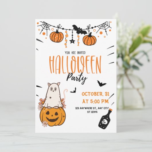 Carte d'invitation Hocus Pocus Halloween (Debout devant)