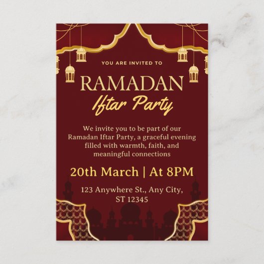 Carte d'invitation Iftar de Ramadan (Devant)