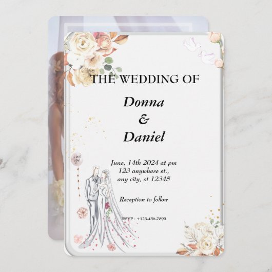 Carte d'invitation imprimée sur verre (Devant / Derrière)