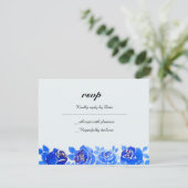 Carte d'invitation Indigo Blue Floral RSVP (Debout devant)