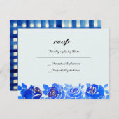 Carte d'invitation Indigo Blue Floral RSVP (Devant / Derrière)