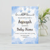 Carte d'invitation Instant Blue Aqeeqah Aqiqah (Debout devant)