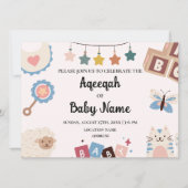 Carte d'invitation Instantanée Éditabile Aqeeqah A (Devant)