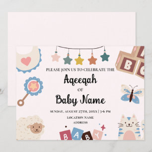 Carte d'invitation Instantanée Editable Aqeeqah Aq