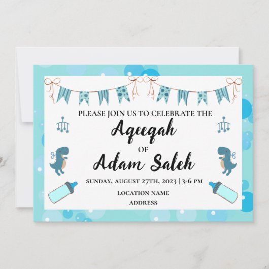 Carte d'invitation instantanée modifiable Aqeeqah (Devant)