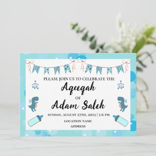 Carte d'invitation instantanée modifiable Aqeeqah  (Debout devant)