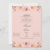 Carte d'invitation islamique Aquarelle Rose Tendre