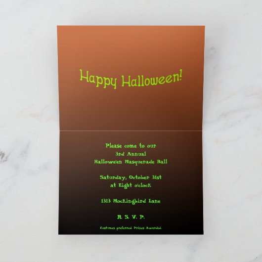 Carte d'invitation Jack-o-Lantern Halloween Party (Intérieur)