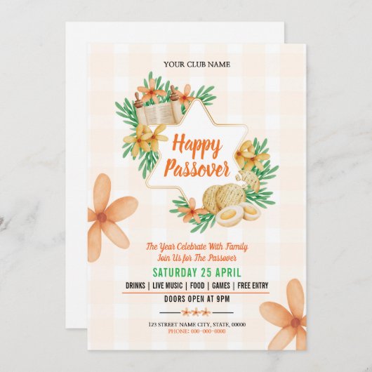 Carte d'invitation joyeuse Pâque (Devant / Derrière)