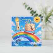 Carte d'invitation Joyeux Anniversaire Gâteau arc- (Debout devant)