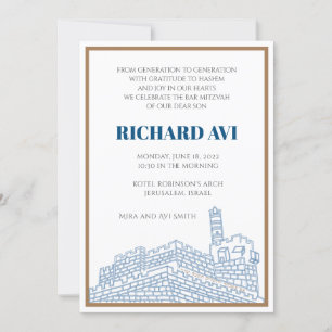 Carte d'invitation Joyeux Jerusalem Bar Mitzvah