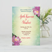 Carte d'invitation Lotus water color (Debout devant)