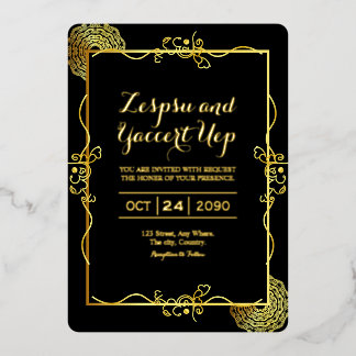 Carte d'invitation Luxe Or Feuille d'Or