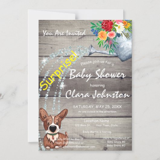 Carte d'invitation magnétique mince Baby shower su (Recto)