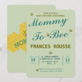 CARTE D'INVITATION MAMAN DEVENUE ABEILLE POUR BABY (Devant / Derrière)