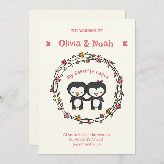 Carte d'invitation Manchot Drôle (Devant / Derrière)