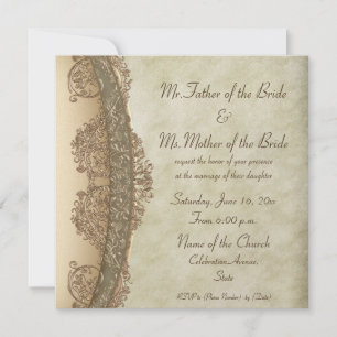 Carte d'invitation Mariage damassé vintage