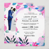 Carte d'invitation mariage florale enregistrer la (Devant / Derrière)