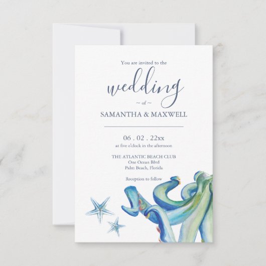 Carte d'invitation Mariage Plage personnalisée Car (Devant)