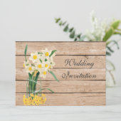 Carte d'invitation Mason Jar et Daffodils Vintages (Debout devant)