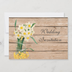 Carte d'invitation Mason Jar et Daffodils Vintages