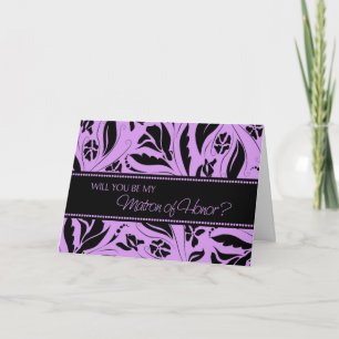 Carte d'invitation Matron d'honneur Fleurs violett