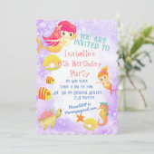 Carte d'invitation Mermaids Purple (Debout devant)