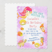 Carte d'invitation Mermaids rose (Devant / Derrière)