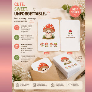 Carte d'invitation Mignon Chat Champignon – Kawaii