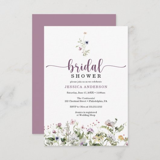 Carte d'invitation minimale de Fête des mariées de (Devant / Derrière)