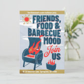 Carte d'invitation minimaliste moderne barbecue (Debout devant)