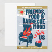 Carte d'invitation minimaliste moderne barbecue (Devant / Derrière)